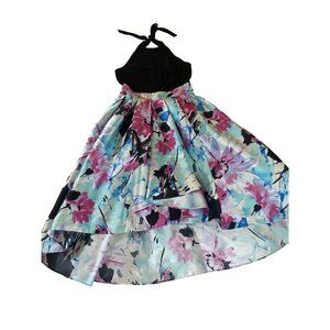 SLNY Women's Halter Tie Neck Tank Pleat High Low Skirt Garden Party Dress - 6